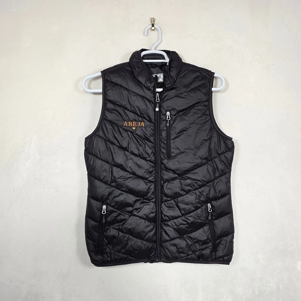 Clique Puffer Vest Women's L Black Quilted ABEJA Embroidered Gorpcore